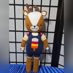 Cuddle + Kind Scout The Deer Plush Knit Stuffed Animal Kids Toy Handmade In Peru
